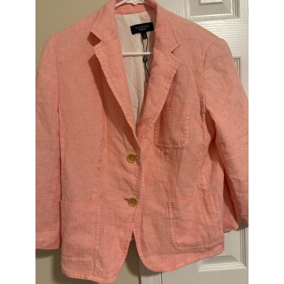 Talbots pink linen blazer sz 12 - Picture 2 of 8